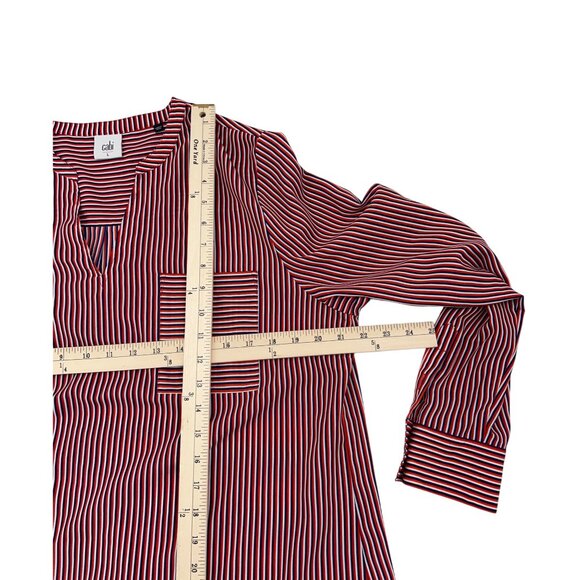 Striped Red & Blue Long Sleeve Tunic Blouse By Cabi Size L - Picture 3 of 7